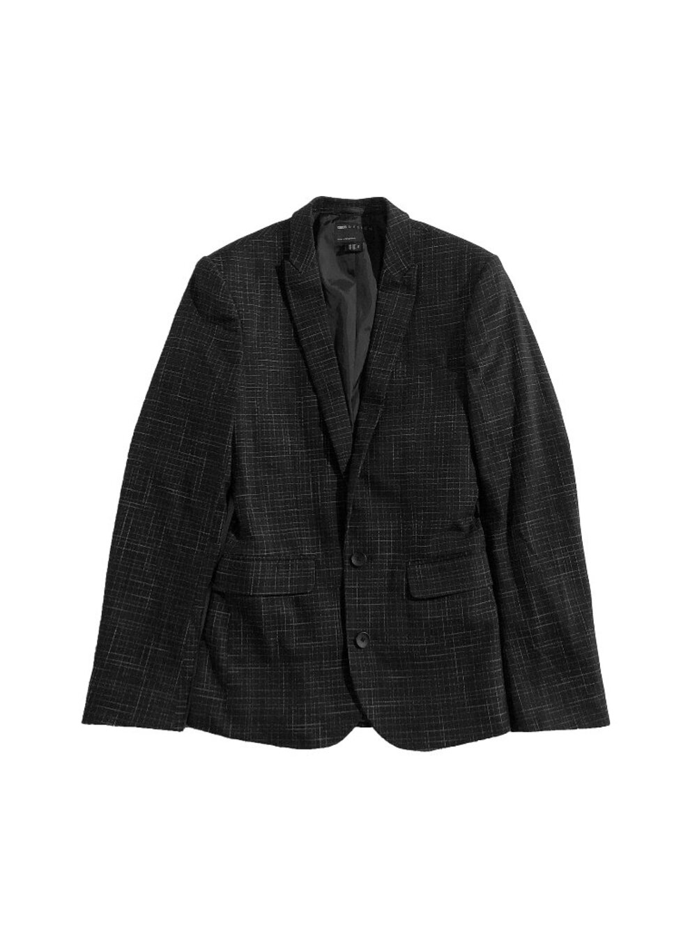 ASOS Design Blazer Mens 32” Black and White Crosshatch Texture Two Button Skinny